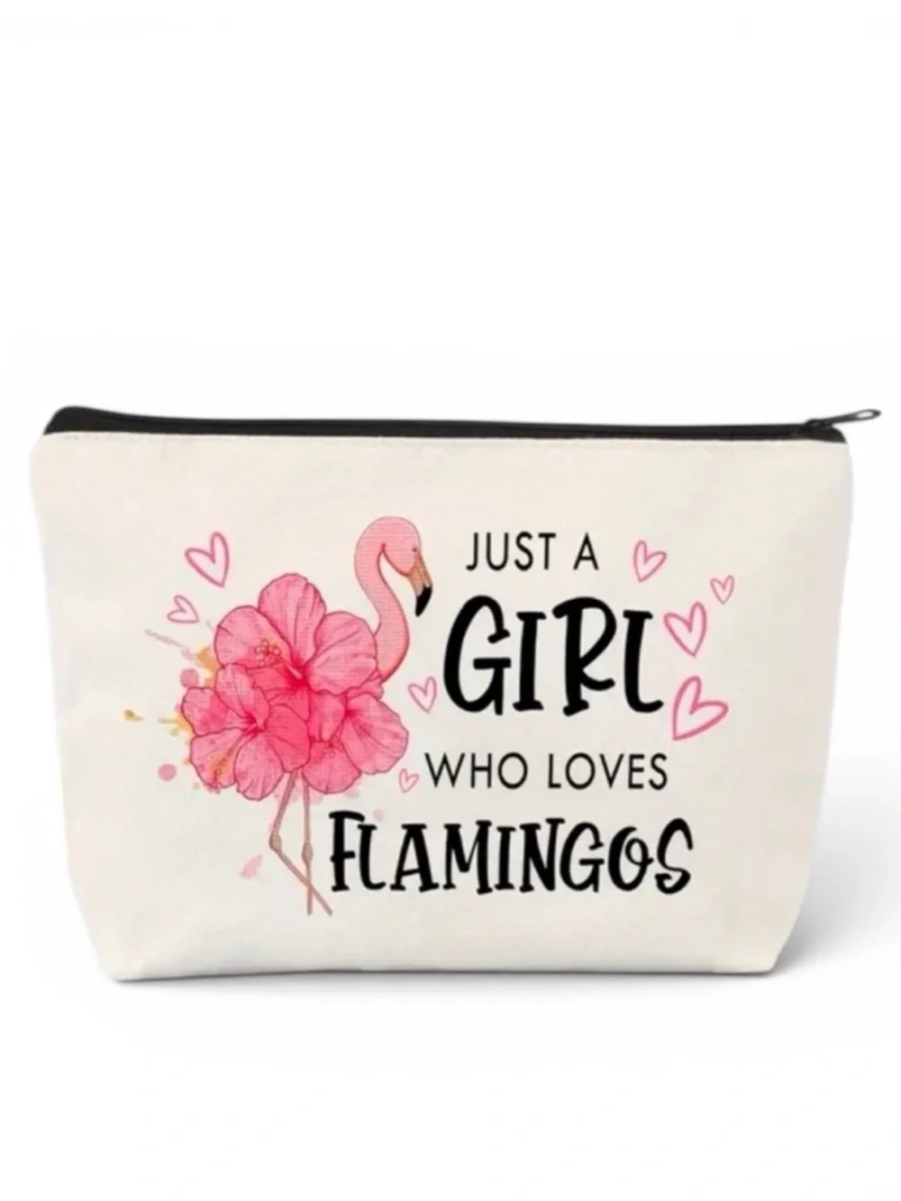 NWT Flamingo Makeup Bag Canvas Cosmetic Pouch Travel Toiletry Case Gift
